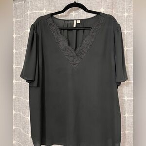 Cato’s V Neck Lace Trim Top